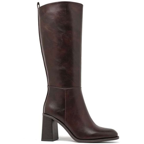 Bottes Bottes hautes à talon large et bout arrondi - marron - Vera Collection - Modalova