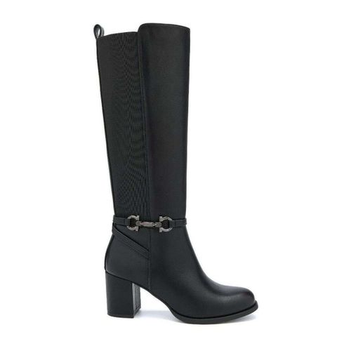 Bottes Bottes hautes à détail mors équestre et talon bloc - noir - Vera Collection - Modalova