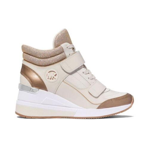 Baskets Gentry Leather And Glitter Chain Mesh High-Top Wedge Trainer - MICHAEL Michael Kors - Modalova