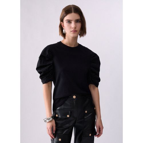 T-shirt T-shirt bimateriale avec manches a bouffant - Liu Jo - Modalova