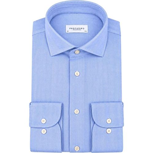 Chemise Brushed Herringbone Chemise Light Blue - Profuomo - Modalova