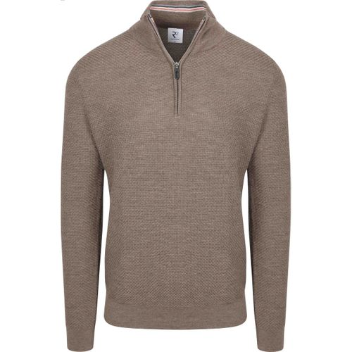 Sweat-shirt Pull Col Zippé Taupe - R2 Amsterdam - Modalova