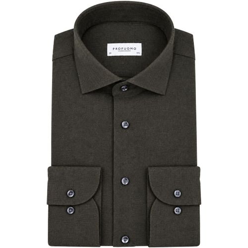 Chemise Brushed Twill Chemise Dark Green - Profuomo - Modalova