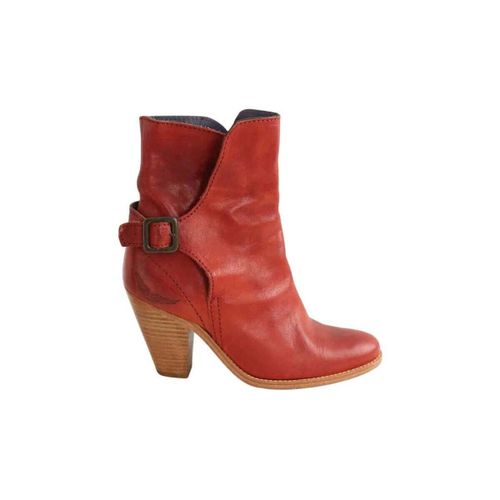 Bottines Boots à boucles en cuir rouges - Zadig & Voltaire - Modalova