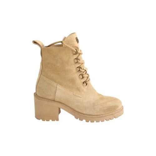 Bottines Boots à lacets en daim beige - Maje - Modalova