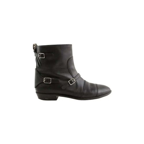 Bottines Boots à boucles en cuir noires - Giuseppe Zanotti - Modalova