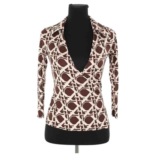 Blouses Cache-coeur en soie marron - Diane Von Furstenberg - Modalova