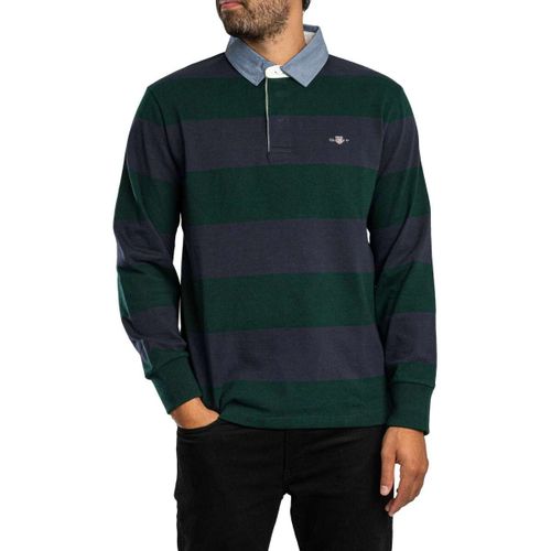 Polo Polo à manches longues en cuir épais à rayures chambray - Gant - Modalova