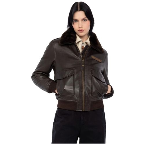 Blouson Blouson pilote cuir Ref LCWLISAX Marron fonce - Schott - Modalova