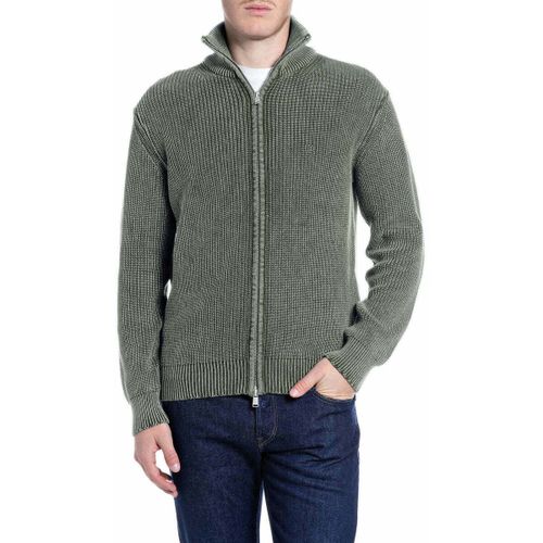 Pull Cardigan Full Zip in Cotone Effetto Used - Replay - Modalova