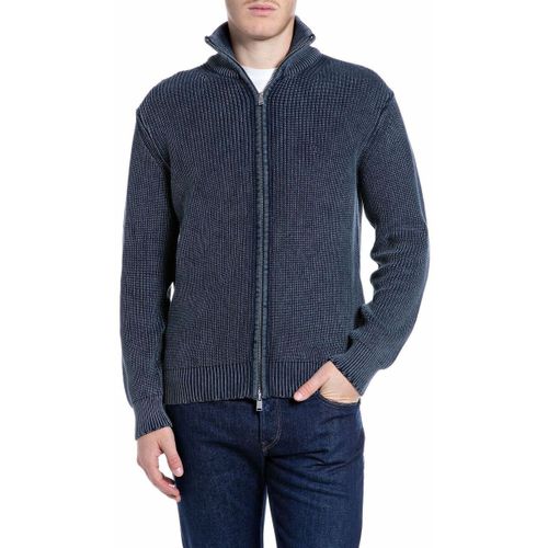 Pull Cardigan Full Zip in Cotone Effetto Used - Replay - Modalova