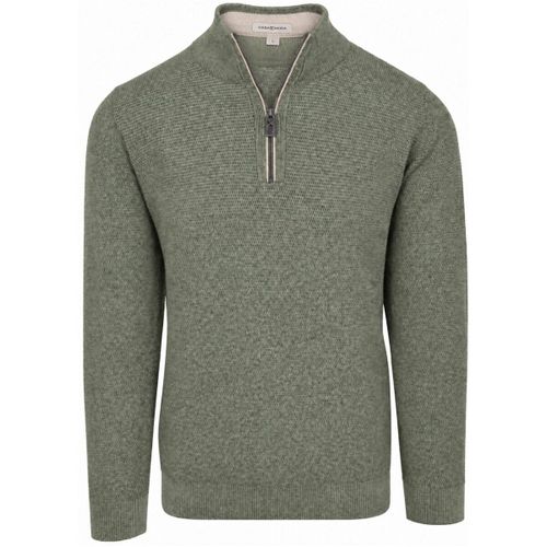 Sweat-shirt Halfzip Pull Structure Vert chiné - Casamoda - Modalova