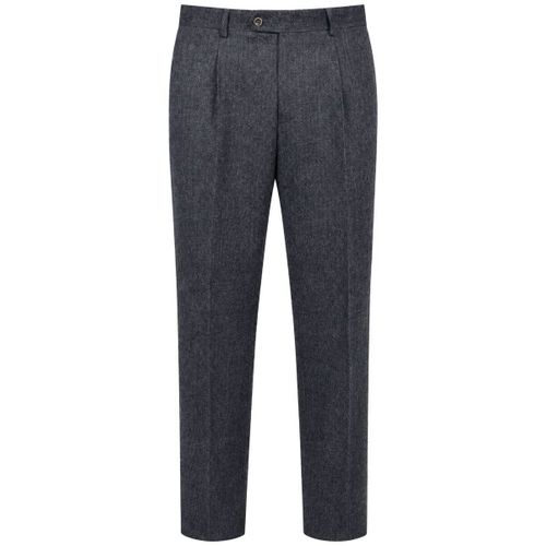 Pantalon Pantalon Straight Pleat Herringbone Navy - Suitable - Modalova