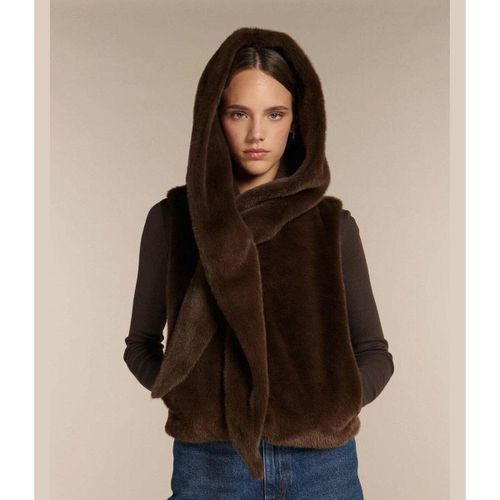 Manteau Adele Chaleco Pelo Capucha Chocolate - Labdip - Modalova