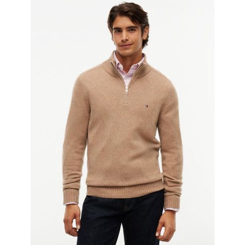Pull MW0MW36536 LAMBSWOOL ZIP-RE5 SAFARI CANVAS HTR - Tommy Hilfiger - Modalova