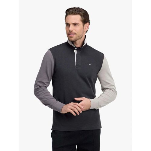 T-shirt Polo manches longues gris en coton - Eden Park - Modalova