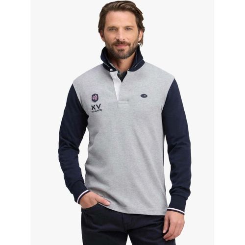 T-shirt Polo manches longues gris en coton - Eden Park - Modalova