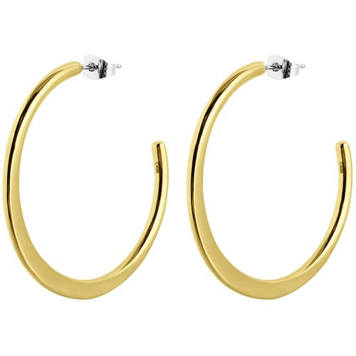Boucles oreilles Créoles ouvertes Style acier doré 40mm - Lotus - Modalova