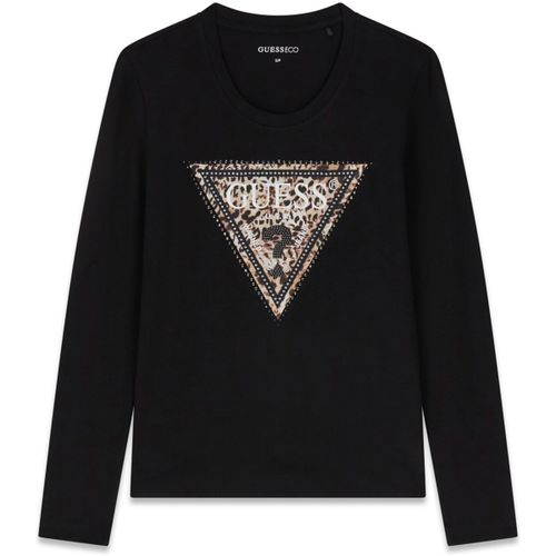 T-shirt Ls Cn Savanna Leopard Triangle - Guess - Modalova