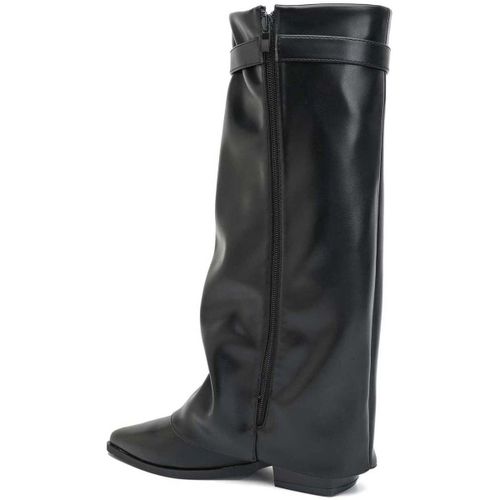 Bottes Bottes à Revers à bout pointu et boucle bijou - noir - Vera Collection - Modalova