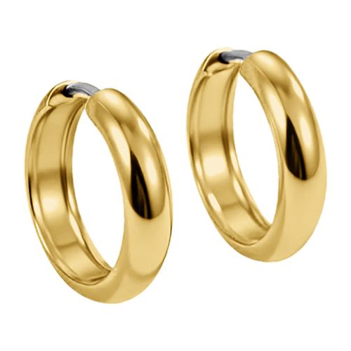 Boucles oreilles Créoles Style effet bombé acier doré 17mm - Lotus - Modalova