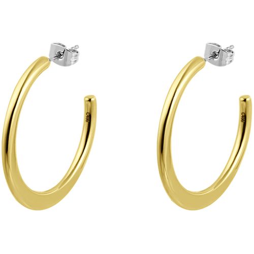 Boucles oreilles Créoles ouvertes Style acier doré 30mm - Lotus - Modalova