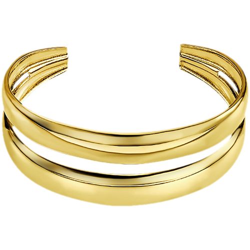 Bracelets Jonc Style double rang bombé doré - Lotus - Modalova