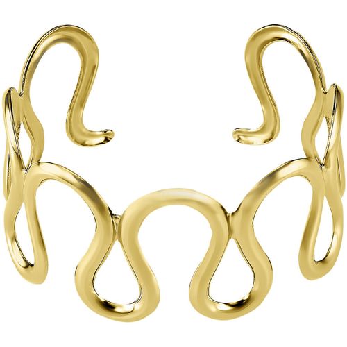 Bracelets Jonc ouvert Style design ondulé acier doré - Lotus - Modalova