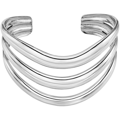 Bracelets Jonc Style triple rangs ondulés acier - Lotus - Modalova