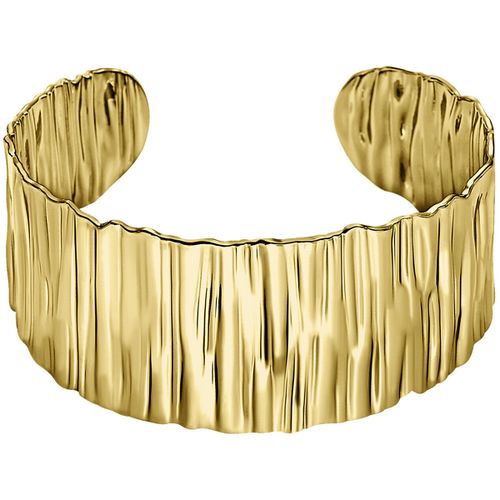Bracelets Jonc Style effet froissé acier doré - Lotus - Modalova
