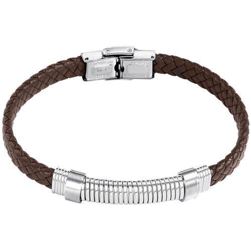 Bracelets Bracelet Style cuir tressé marron et acier - Lotus - Modalova