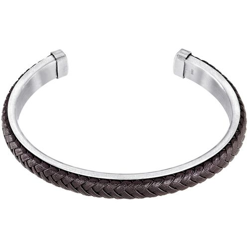 Bracelets Jonc Style acier et cuir marron - Lotus - Modalova