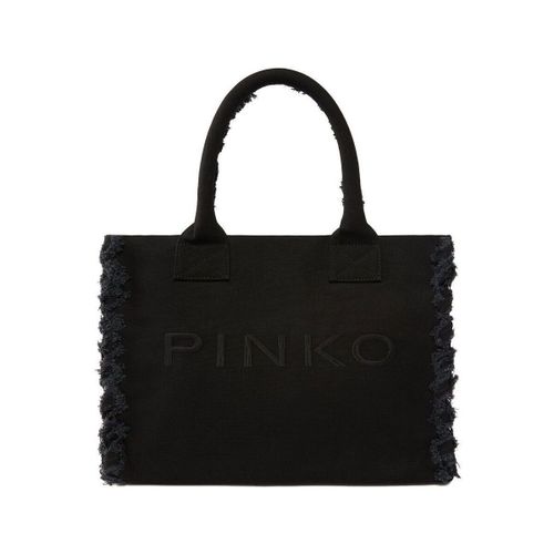 Sac à main Medium Beach Shopping Tote In Canvas With Logo And Fraying - Pinko - Modalova