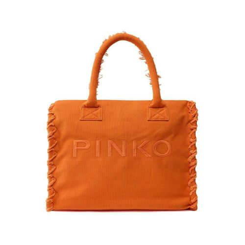 Sac à main Medium Beach Shopping Tote In Canvas With Logo And Fraying - Pinko - Modalova