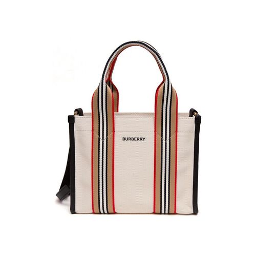 Cabas Mini Icon Stripe Trim Canvas Tote - Burberry - Modalova