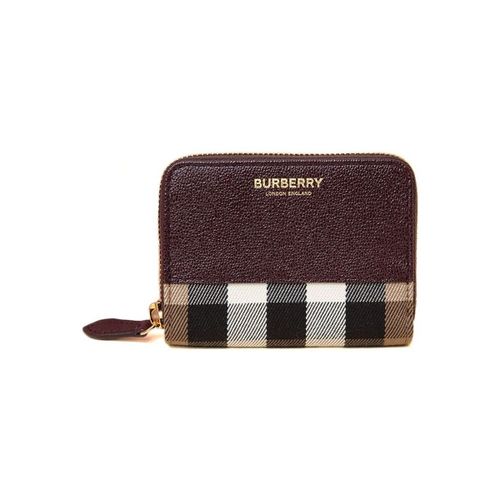 Portefeuille Check Leather Zip Wallet - Burberry - Modalova