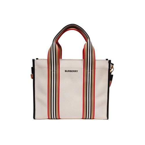 Cabas Small Icon Stripe Trim Canvas Tote - Burberry - Modalova