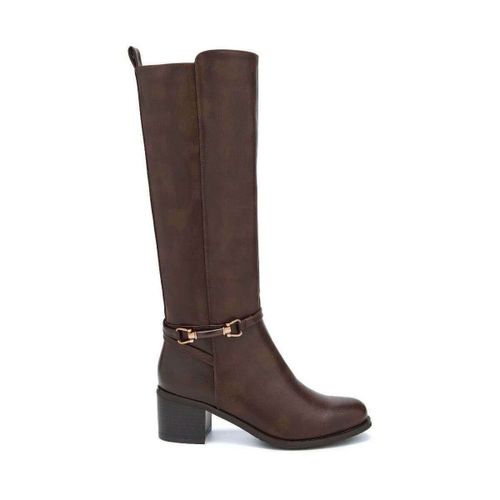 Bottes Bottes hautes à détail mors équestre et talon bloc - marron - Vera Collection - Modalova