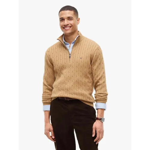 Sweat-shirt Pull camionneur torsadé beige en coton - Tommy Hilfiger - Modalova