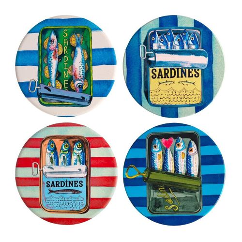 Trousse Dessous De Verre Sardines En Blanc - Signes Grimalt - Modalova