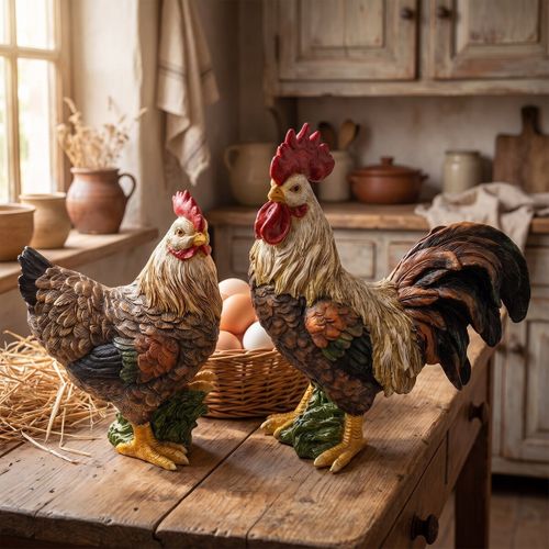 Statuettes et figurines Couple Coq Et Poule Marron - Signes Grimalt - Modalova