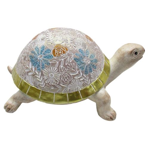 Statuettes et figurines Grande Tortue Rose Pâle Fleurs Bleues - Signes Grimalt - Modalova