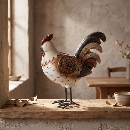 Statuettes et figurines Coq Blanc Queue Marron - Signes Grimalt - Modalova