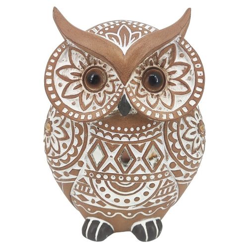 Statuettes et figurines Hibou Terracotta Mandalas Blancs Petit - Signes Grimalt - Modalova