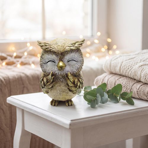 Statuettes et figurines Hibou Endormi Crème Et Doré Petit - Signes Grimalt - Modalova