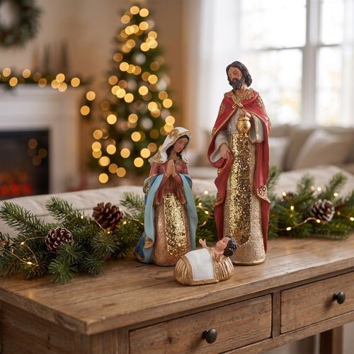 Décorations de noël Crèche 3 Pièces Rouge Et Or - Signes Grimalt - Modalova