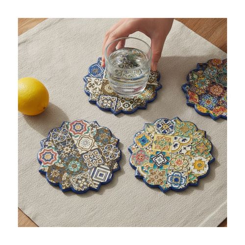 Set de table Dessous-De-Verre Carreau De Ciment Bleu Set 4 - Signes Grimalt - Modalova