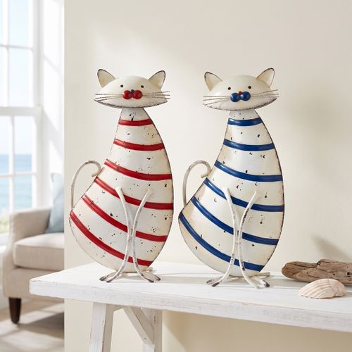Statuettes et figurines Set 2 Petits Chats Rayés Rouge Et Bleu - Signes Grimalt - Modalova