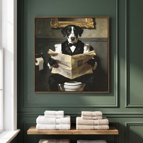 Tableaux, toiles Tableau Chien Lisant Aux Toilettes - Signes Grimalt - Modalova