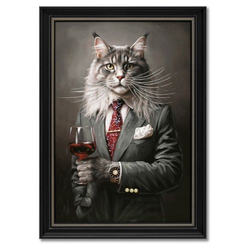 Tableaux, toiles Tableau Chat En Costume Cadre Noir - Signes Grimalt - Modalova